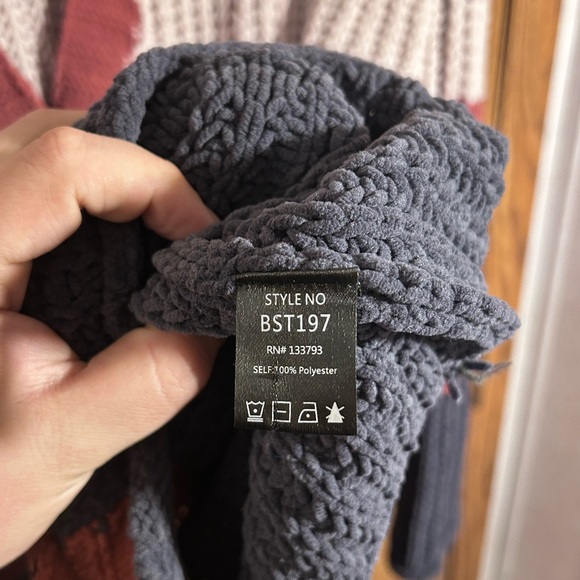 POL Baggy Colorblock Boho Buttoned Waffle Knit Cardigan - Picture 7 of 8